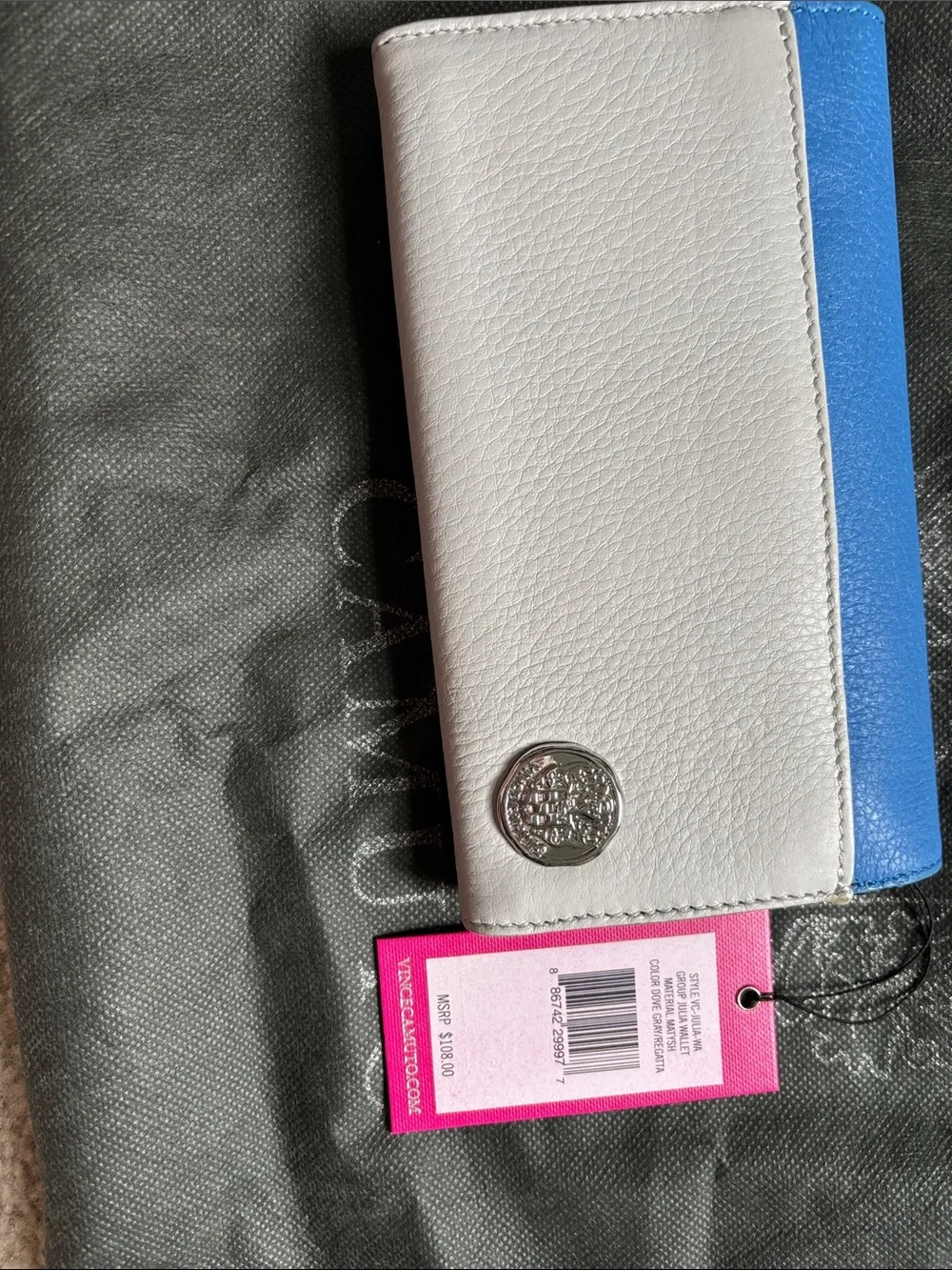 Vince Camuto Black Leather Wallet with Hot Pink Accents
